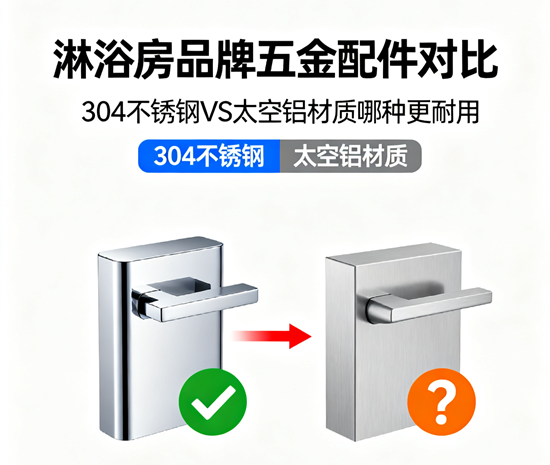 淋浴房品牌五金配件對比：304不銹鋼VS太空鋁材質哪種更耐用？
